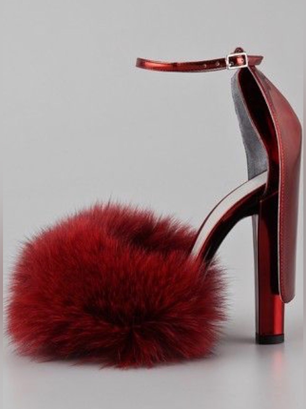 Alexander Wang Gray Heels with Gray Fur Trim Heel size 4”